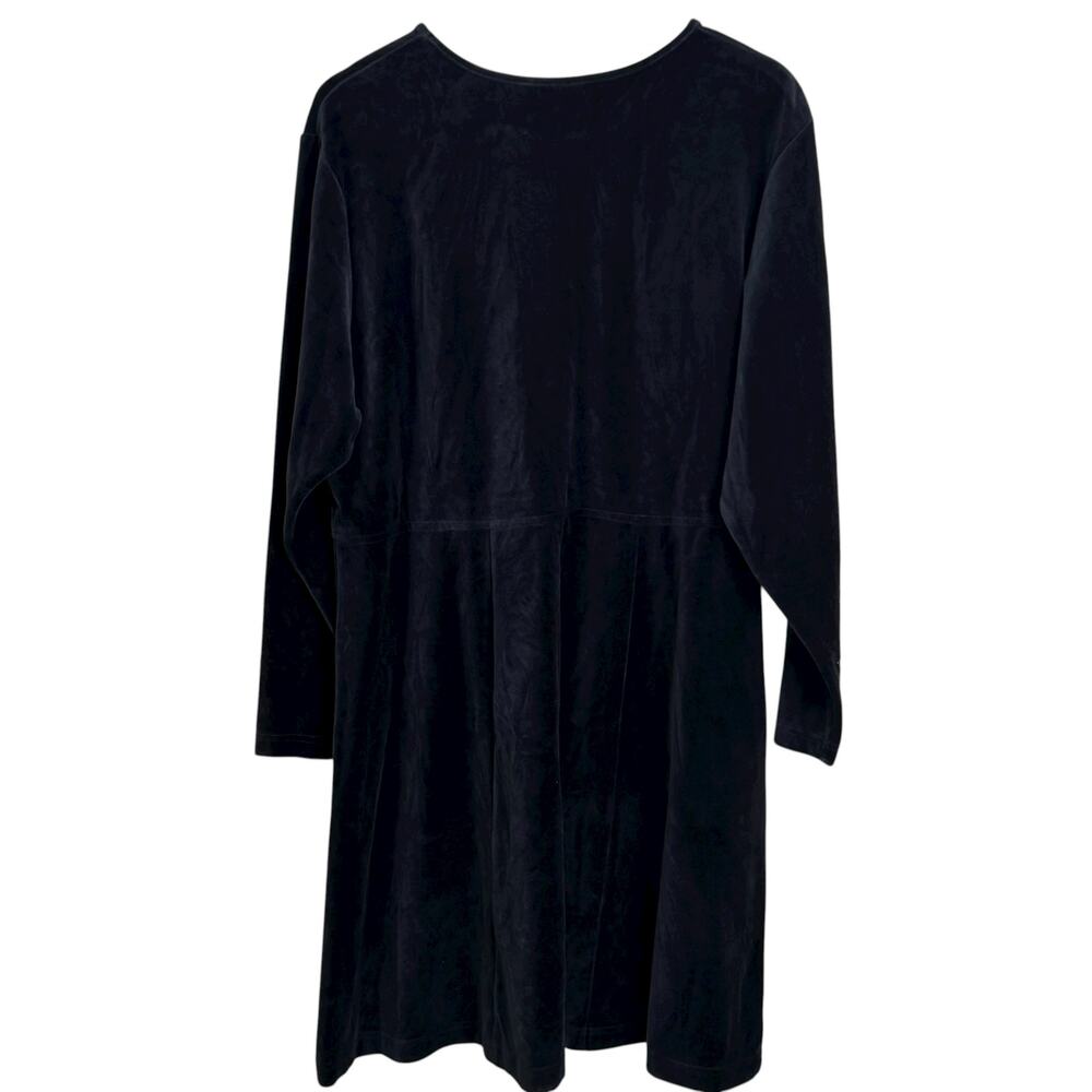 L.L. Bean Black Velvet Velour Long Sleeve XL Midi Dress - Picture 5 of 7